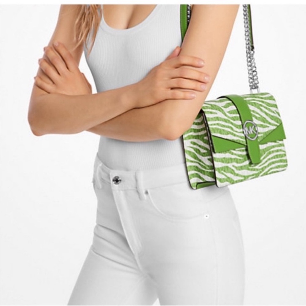 Michael Kors Vibrant Green Zebra Crossbody Bag - Picture 4 of 6